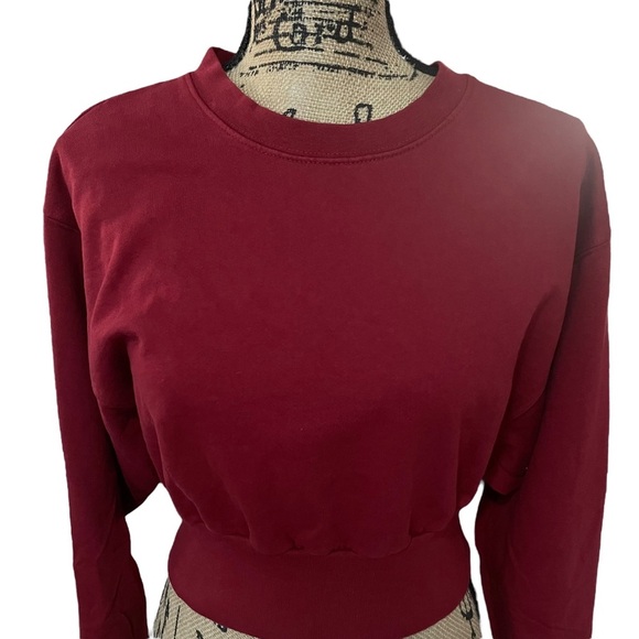 Talentless Dolman Crop Crewneck Sweatshirt Maroon Red Fleece Size Medium NEW - Picture 4 of 8